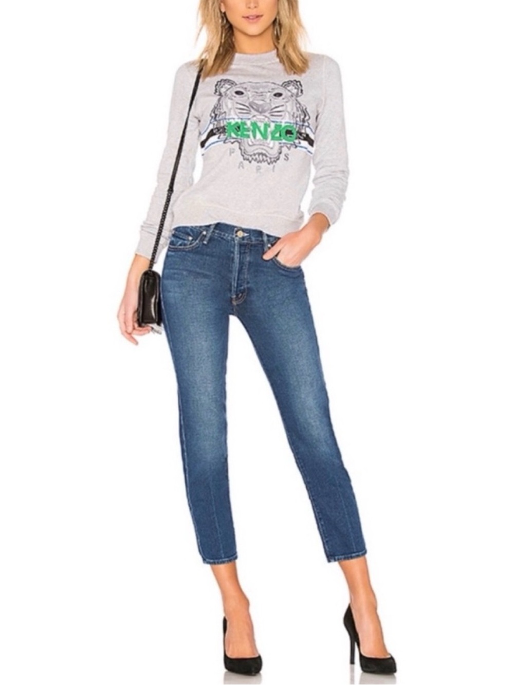MOTHER Jeans The Saint Violets are Blue Cropped High-Rise Blue Size 25 EUC